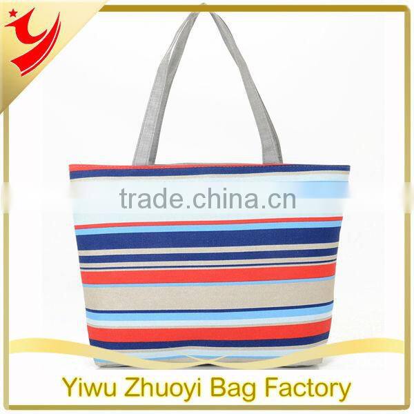 High Quality Striped Canvas Lady Shoulder Tote Bag