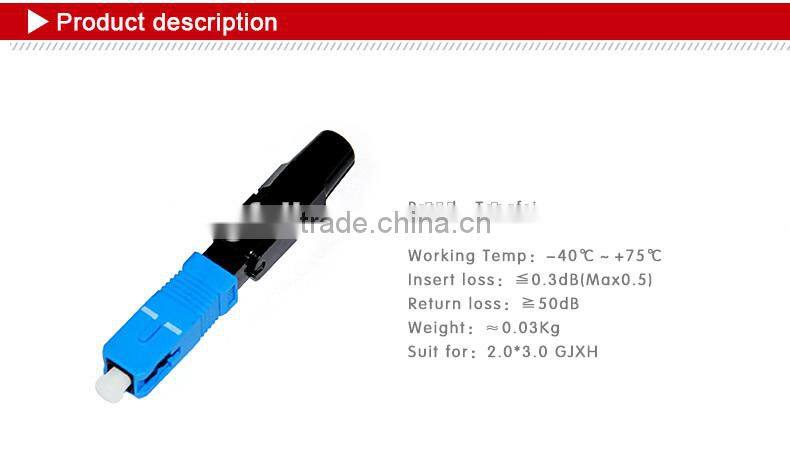 SC APC fiber optic fast connector/quick assembly connector/field assembly connector