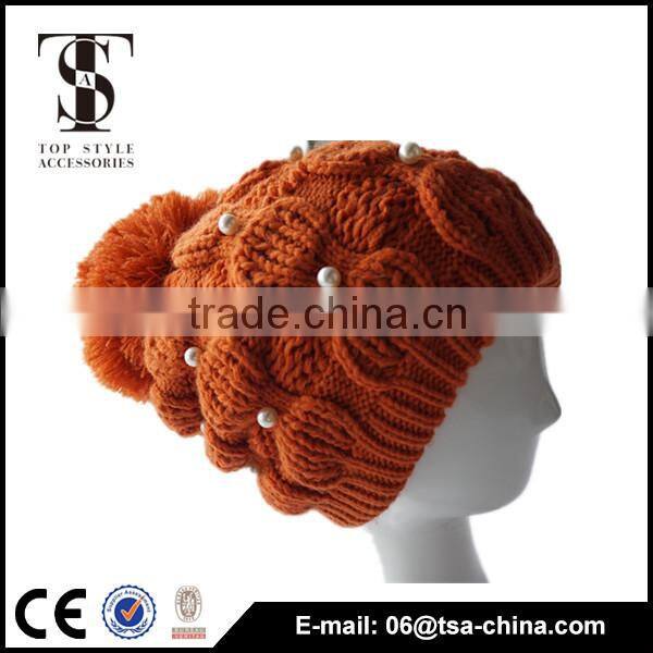 New design pearl hat factory wholesale orange cap