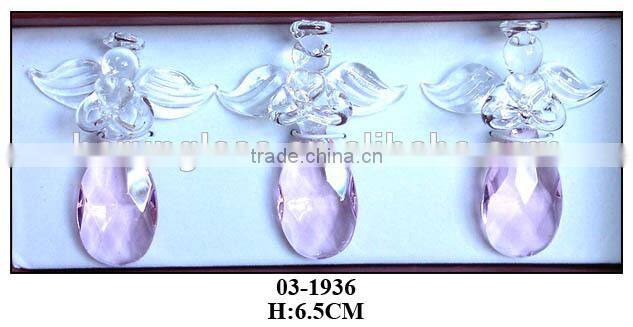 transparent glass angel with ring of light on the head