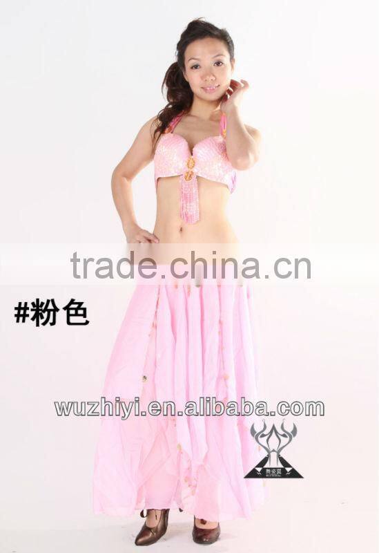 Belly Dance Skirt, Hot Rose Sexy Arab Cheap Chiffon Skirt of Belly Dance Wear,Belly Dancing Performance Skirt QZ007