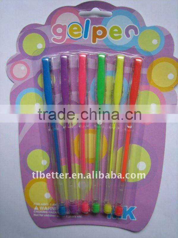 office & school use 6 colors neon gel ink pen set (G-100)