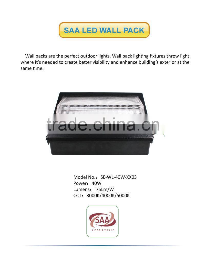 Outdoor SAA 40W LED Wall Pack Light