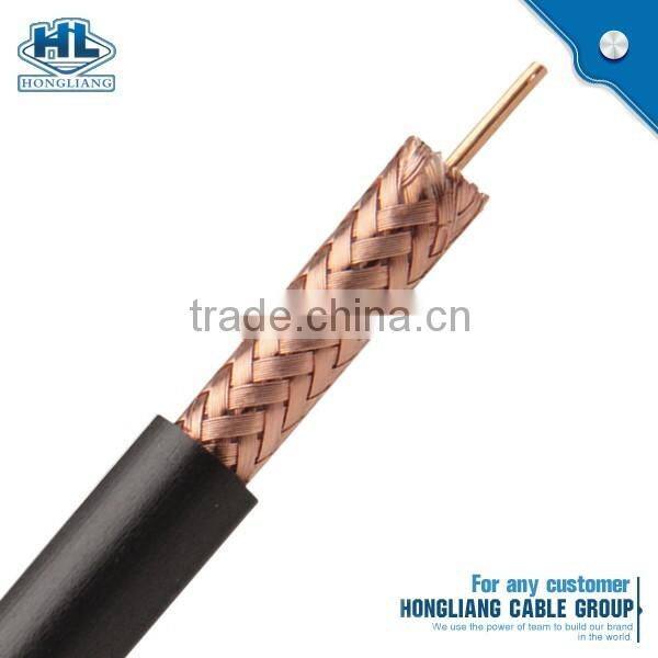 RG59U with 2 power siamese CCTV coaxial cable CCA conductor 75OHM solid PE Al foil shield bare copper wire braid
