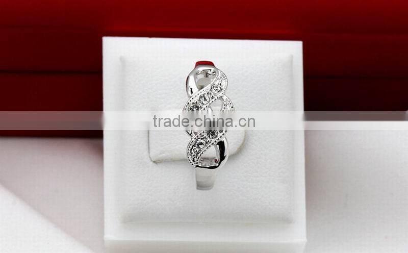 Fashion Hollow Spiral Micro Pave Simple Ring Rose Gold Plated Wide Rings For Women