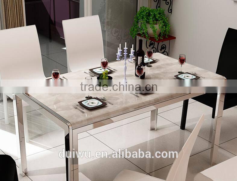 Strong enough 201 stainless steel base marble table modern furniture