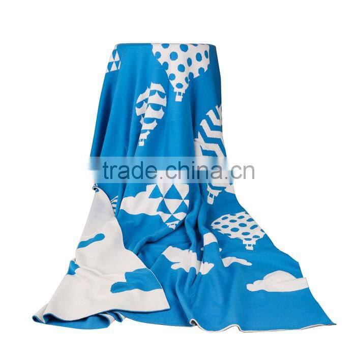 Blue ECO Friendly Light Weight Reversible Cotton Baby Knit Blanket