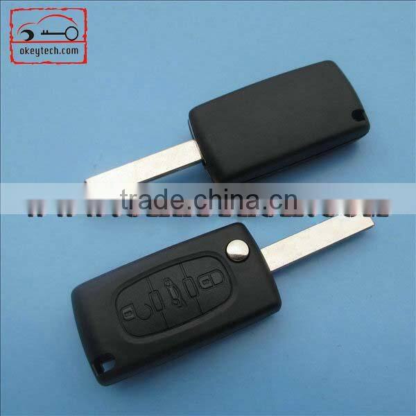 OkeyTech Peugeot 3 button 307 remote key case with trunk button no battery place without groove blade for Peugeot 307 key case