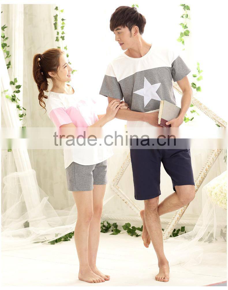 Pure cotton five-pointed star couple pajamas