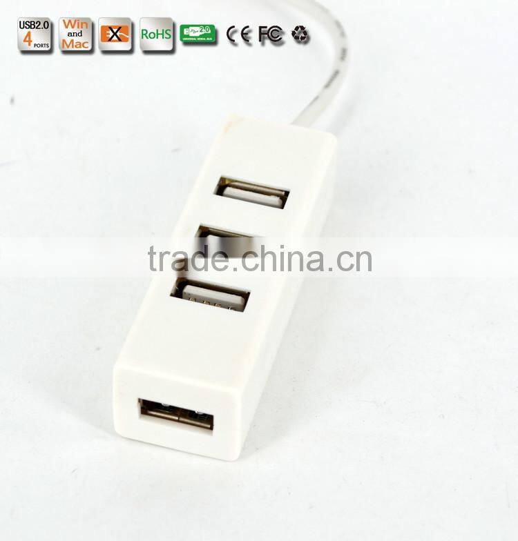 Hot-selling! Wholesale Slim-shape Low Cost Portable and Ultra-Light Plastic Casing usb hub, 480MBPS 4-Port USB 2.0 Hub