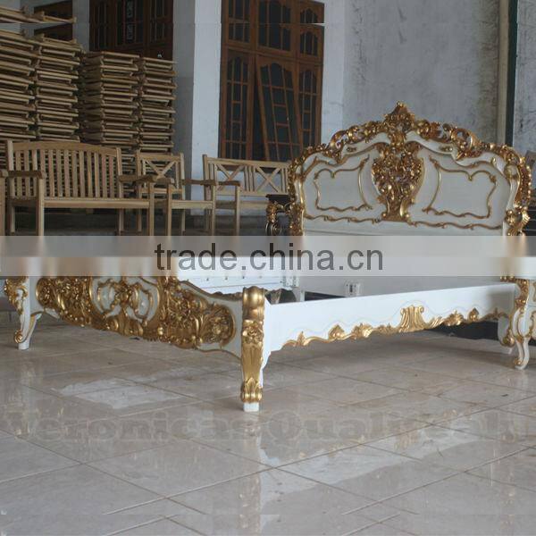 Antique Bedside Tables - White Painted Racoco Bedside With Gilded Carving