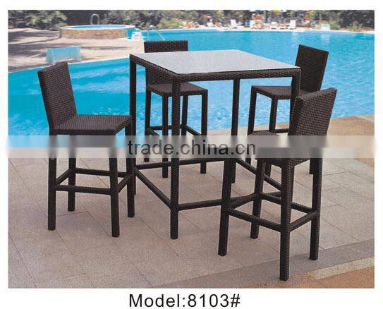 5 piece bar table set with barstools outdoor wicker patio furniture high dining bar set