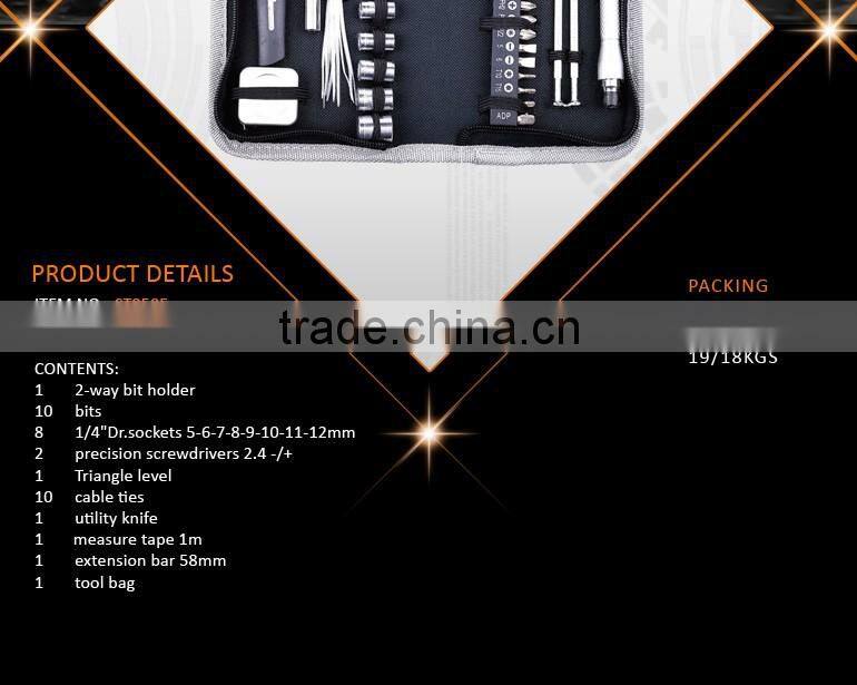36pcs socket bit tool bag,gift mini tools in tool bag ,wood working tools