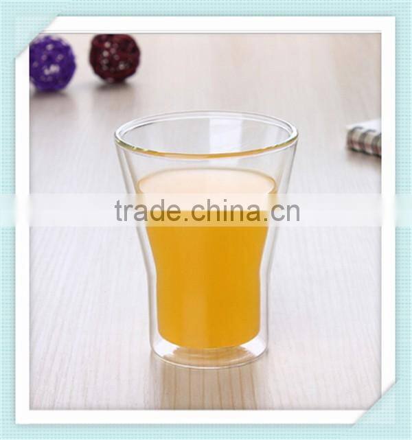 2016 hot sale handmade double wall glass borocilicate material double wall glass for coffee