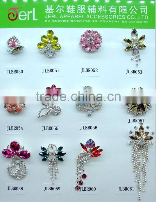 Shinning small flower clear crystal alloy flower rhinestone brooch