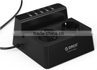 USB chargingport wih 6-way EU Individual Switch Extension Power Strip with Kid Protector