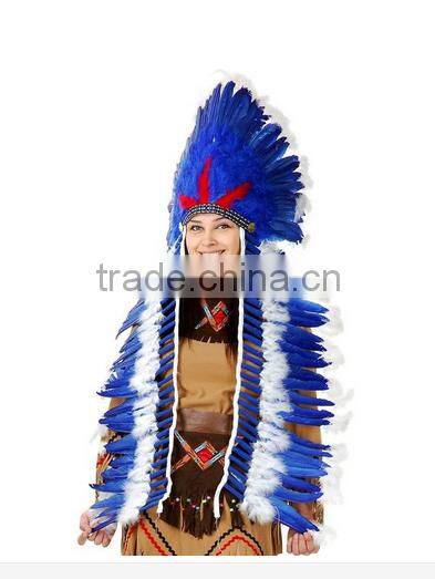 Red-White Indian Headdress Adult Native American Costume Feather headdress