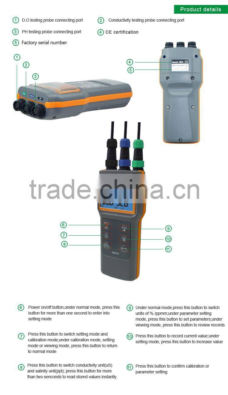 PH Meter IP67 Water quality tester Dissolved Oxygen Meter Combo PH COND. DO Meter