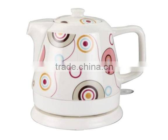 New design ceramic electric kettle 1.0L with beautiful flower pattern