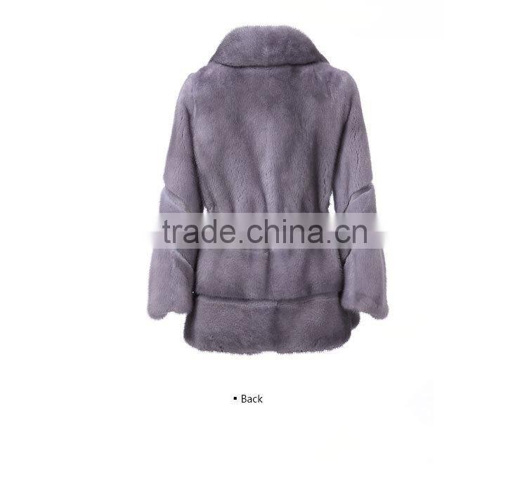 Fashion luxury light purple real women mink fur coat for sale