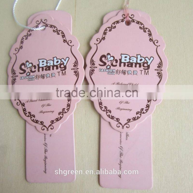 Vogue spot UV paper hangtag with nylon ribbon