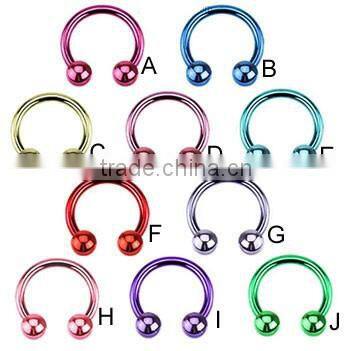 Silver 925 Crystal Horseshoe Circular Barbell Piercings Jewelry