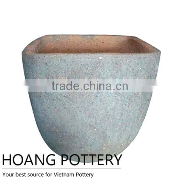 Vietnamese Square Hose Sandblasted Flower Pots / Planters