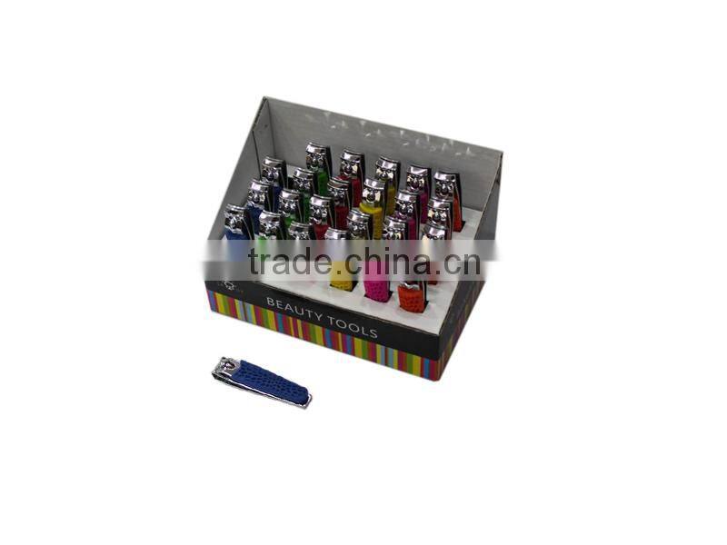 Nail clipper with silicon non-slip finger grips in display box