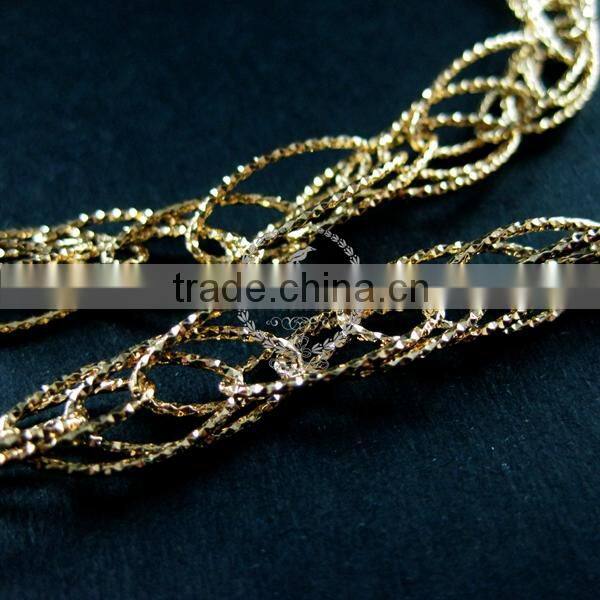 18cm 14K light gold plated brass faceted rhombic link fashion DIY bracelet supplies 1900059