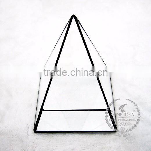 16.5*16.5*26.5cm geometric pyramid shape glass terrarium flower arrangement air plant planter greenhouse home decoration 0100015