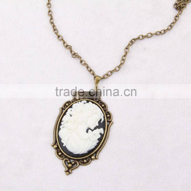 fashion jewelry necklace steampunk necklace classical silhouette cameo pendant 2015 new party dress made in China yiwu