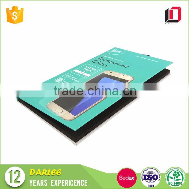 Hot selling paperboard retail flip lid custom screen protector tempered glass package with handle