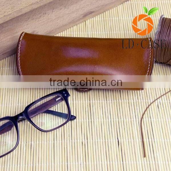 Handmade Vegetable Tanned Leather Hard Eyeglass Case Sunglasses Holder