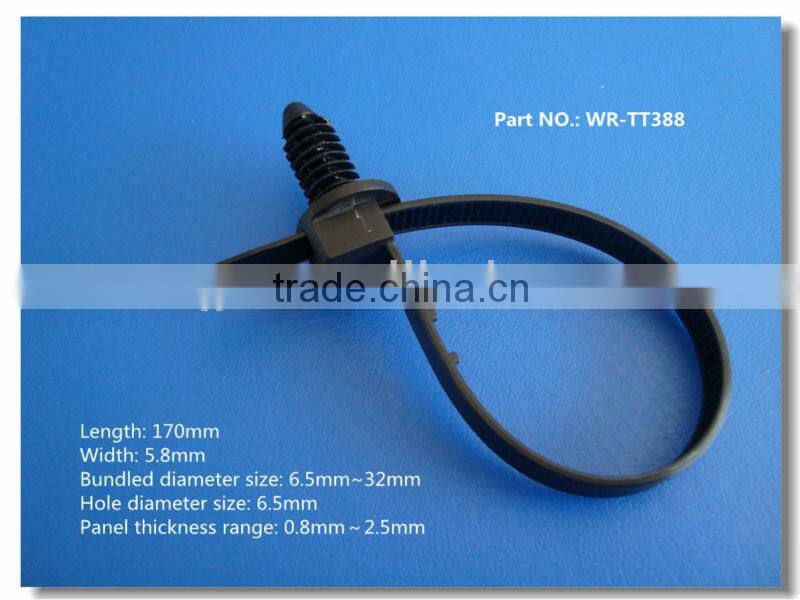 Pine tree rivet cable tie for automobile