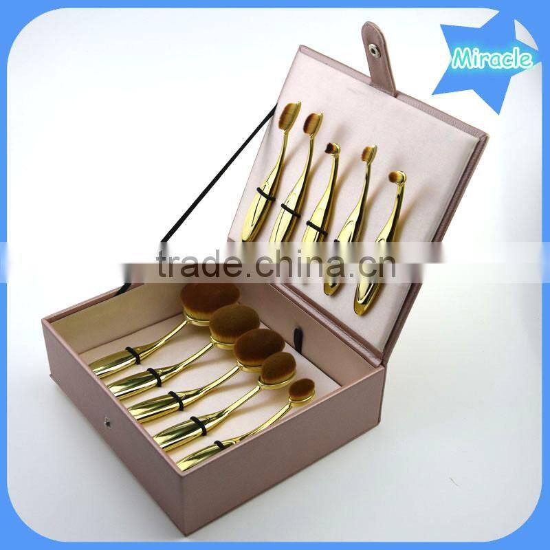 Big Promotion Sale Professional make up set 10pieces BB cream tooth foundation brush rose gold oval makeup brush set wholesale