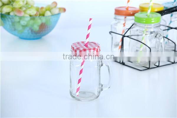 Glass Mason Jar 16oz Glass mugs clear with handle