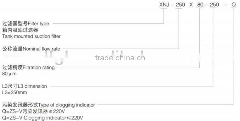2015 CHINA MADE DFFILTRI provide carbon steel low price XNJ Tank Mounted Suction Filter