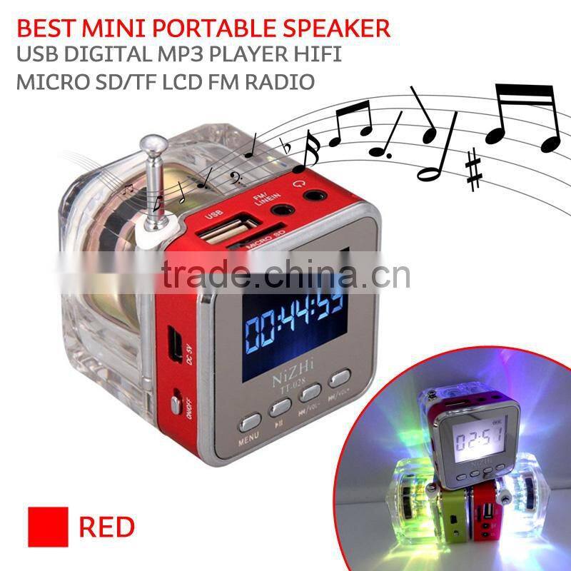 Portable laptop mini speaker USB Digital MP3 Player support HiFi U disk TF card LCD FM Radio LED light mini speaker