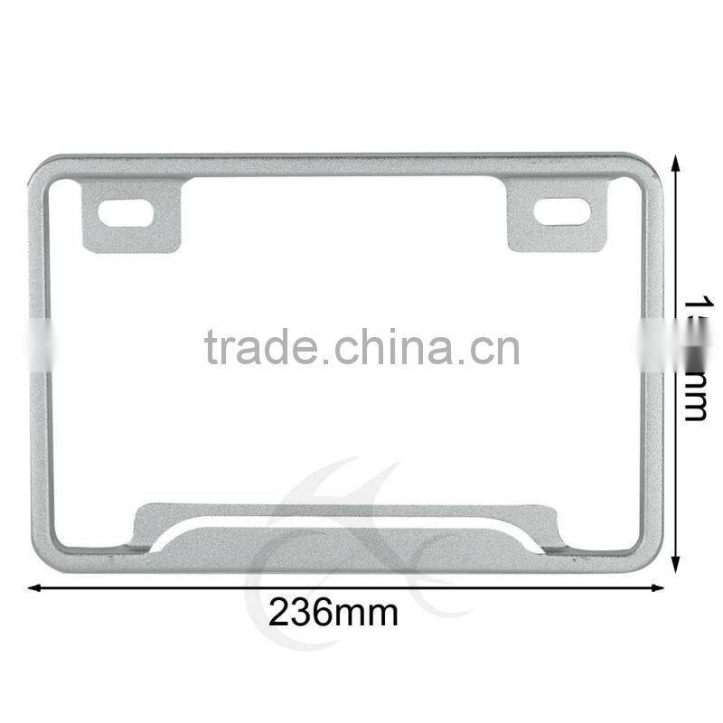 Motorcycle Silver Aluminum License Plate Frame For SUZUKI HONDA KAWASAKI DUCATI