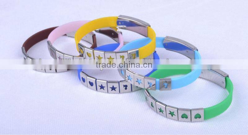 silicone bracelet with metal