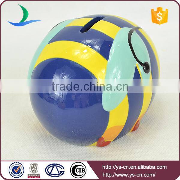 Ceramic custom coin bank with bee design
