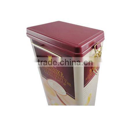 High quality airtight rectangular coffee tin can with lid