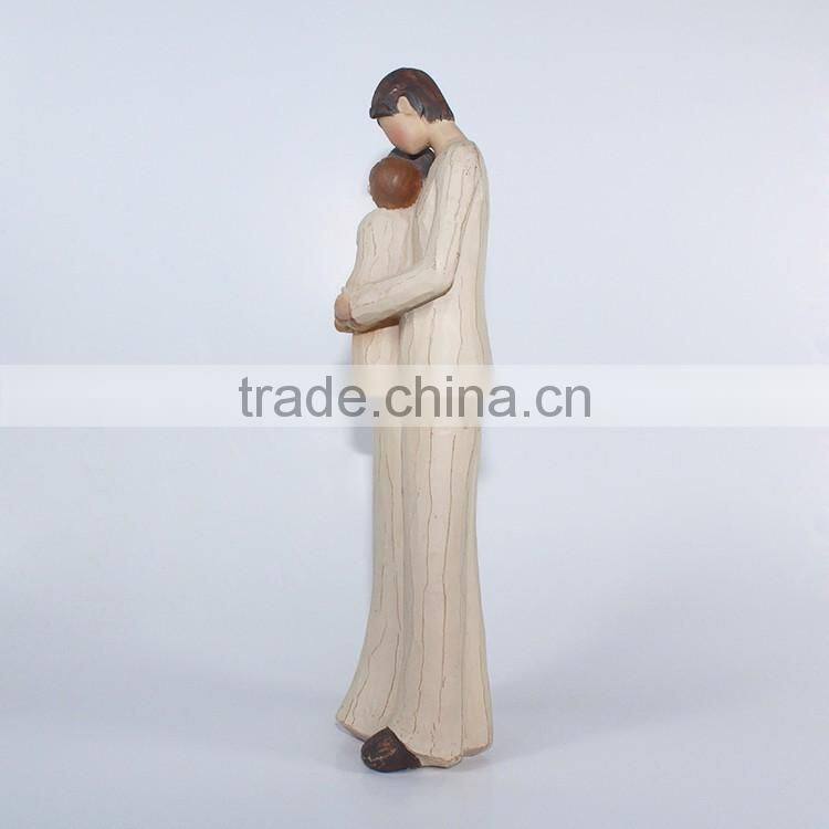 Wood imitation polyresin family figurine