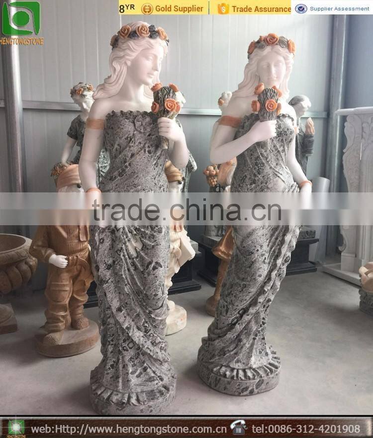 Marble Figures Carving Statue With Flowers