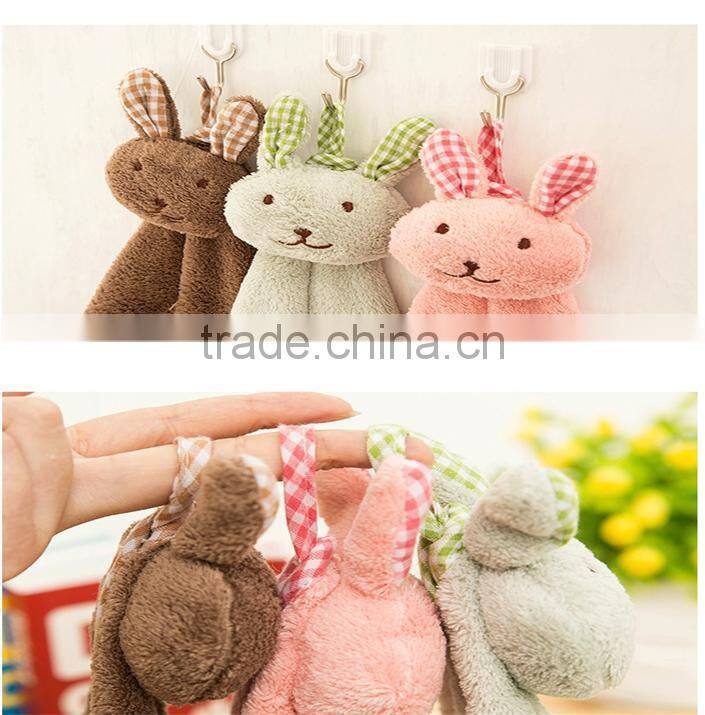 N105 Little girls cute rabbit jacquard small square towel for wholesale Yiwu factory