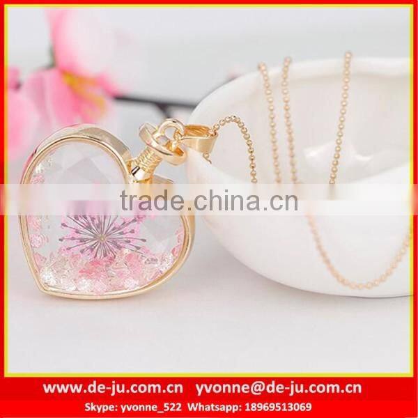 Fancy Unique Clear Glass Heart Pendant Necklace