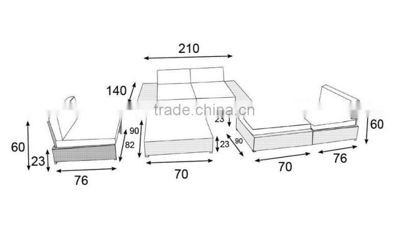 2017 Trade Assurance Most Popular Outdoor leisure ways alum frame rattan sofa set designs