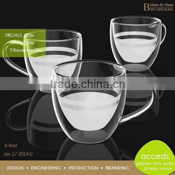 DBG-A14-100 100ml Popular Borosilicate Glass Clear Double Wall Glass Cup