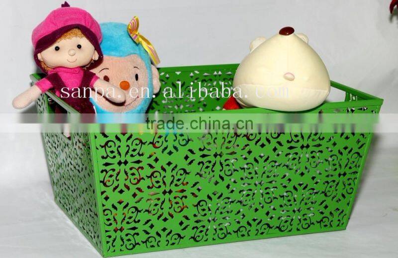 Fancy Popular Design Metal Engraving Green Storage Basket