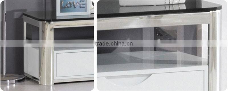 E2195 royal luxury stoving varnish stainless steel tv-stand/cabinet/unit design with thick marble top